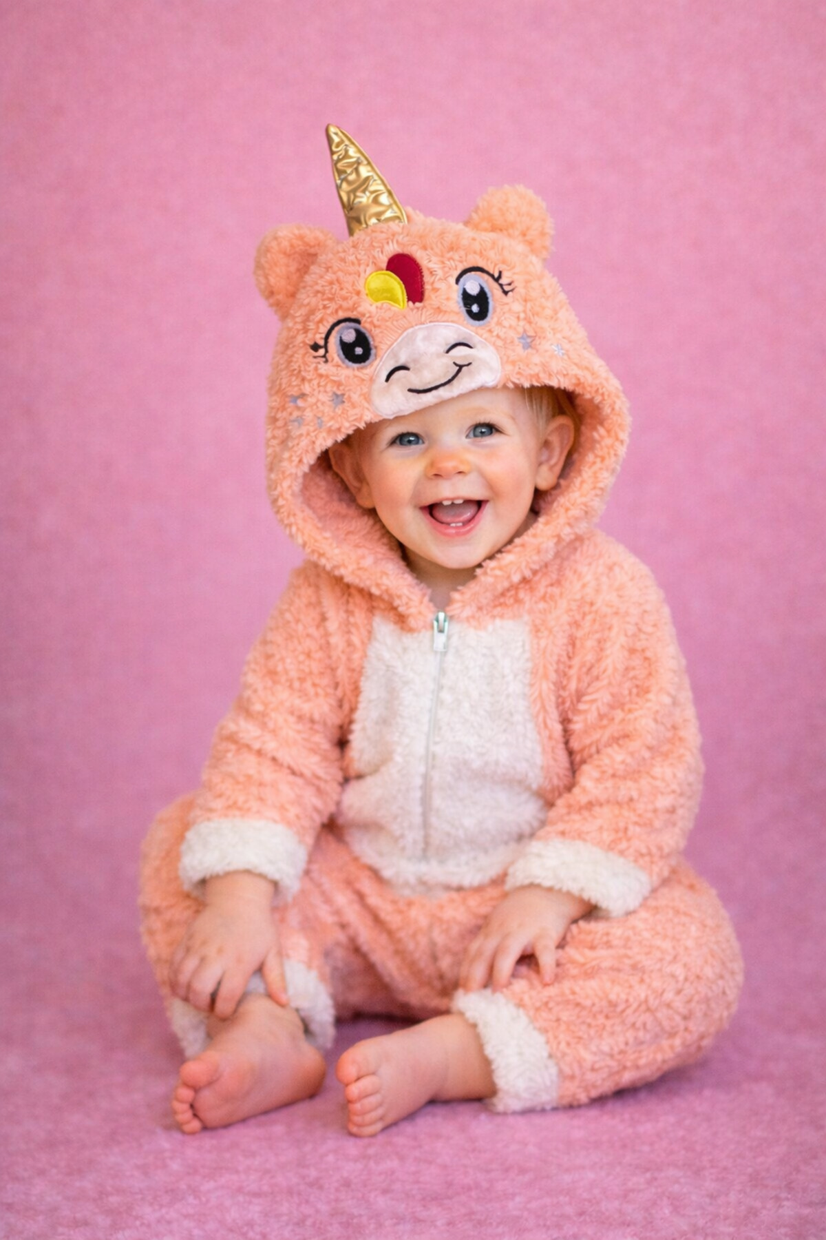 Chicsy Baby Kışlık tatlı Unicorn Figürlü Kapüşonlu Peluş Bebek Tulum fotoğrafı 5 (önizleme)