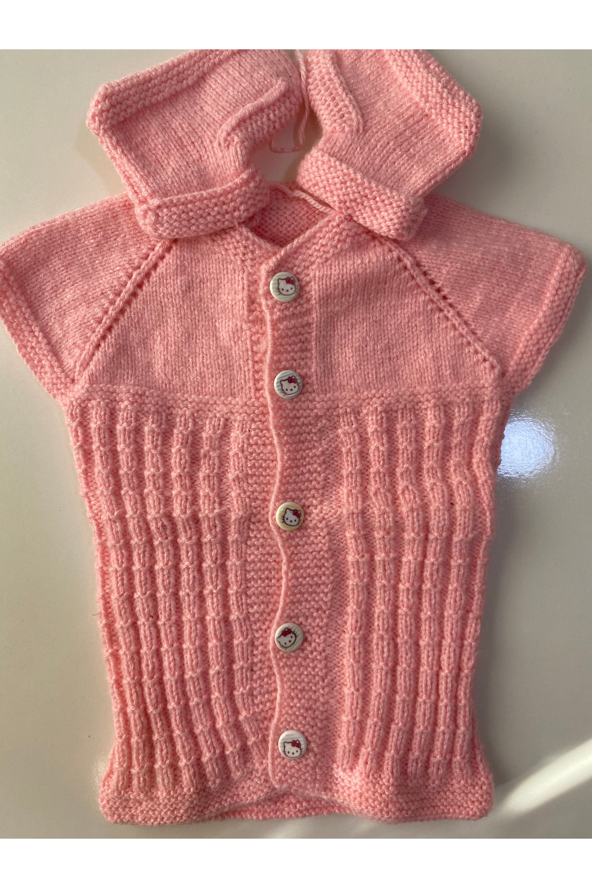 GoyceFashion %100 El Örmesi Anti Alerjik Yelek ve Patikten Oluşan 2'li Kız Bebek Seti fotoğrafı 2 (önizleme)