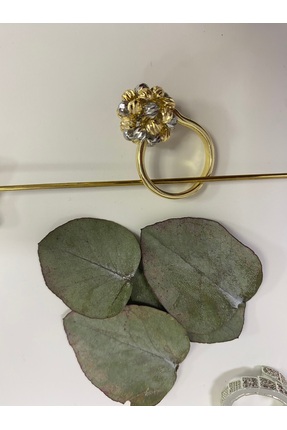 DGD ACCESSORIES Gold&Silver Topçuk Yüzük-Ayarlanabilir Kadın Yüzük