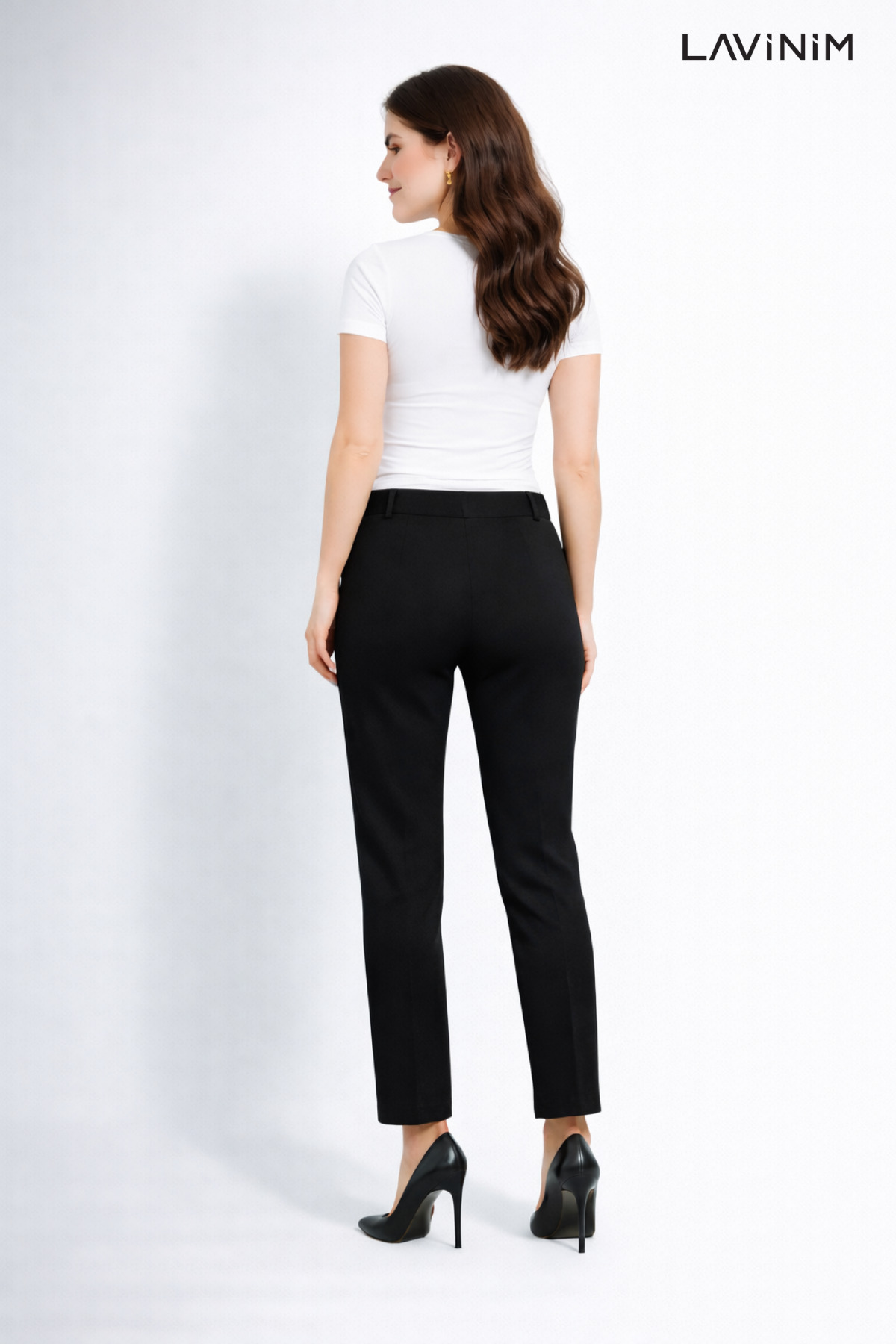 LAVİNİM  Kadın Yüksek Bel Dar Paça Bilek Boy Palazzo Pantolon - Görsel 5