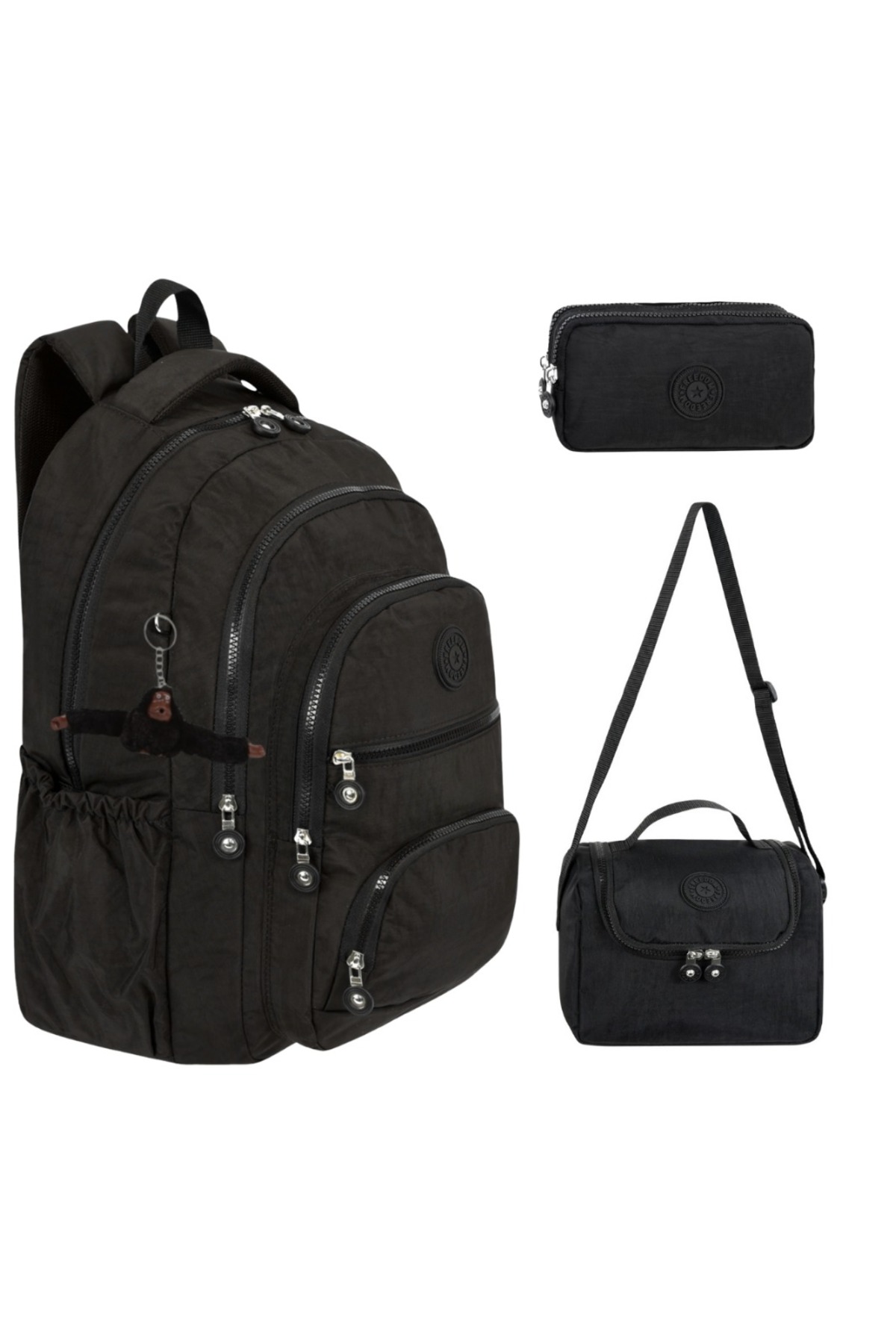 Ultra Luxurious Hairy Middle School And Primary School Bag + Thermal Feeding Bag + Double Compartment Pen Holder