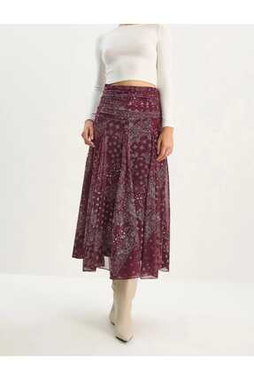 lyragiyim MÜRDÜM ŞAL DESEN ŞİFON ETEK