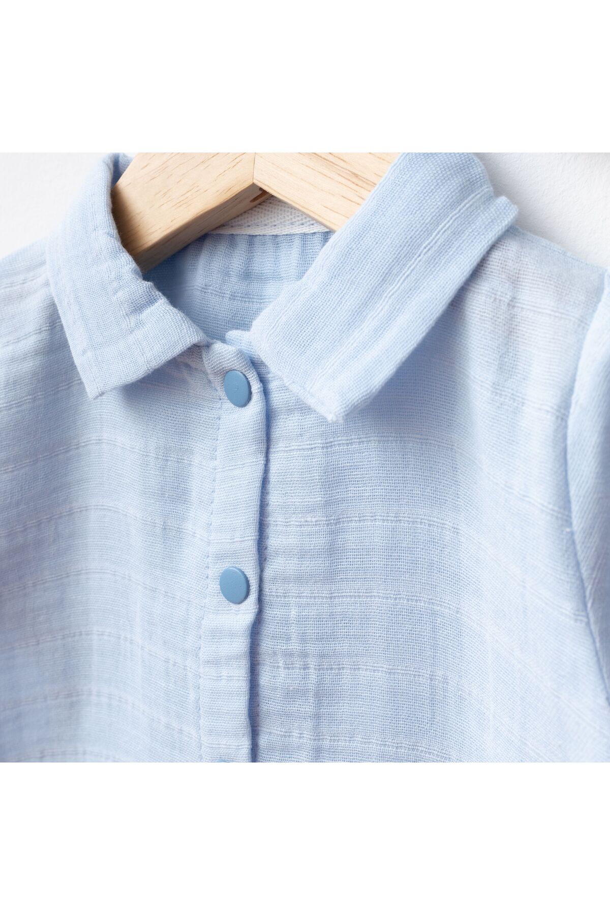 tinibud GOTS Sertifikalı Bebe Mavi%100 Organik Pamuk Müslin Yenidoğan Hastane Çıkışı Seti Şık Hediye Paketli fotoğrafı 4 (önizleme)