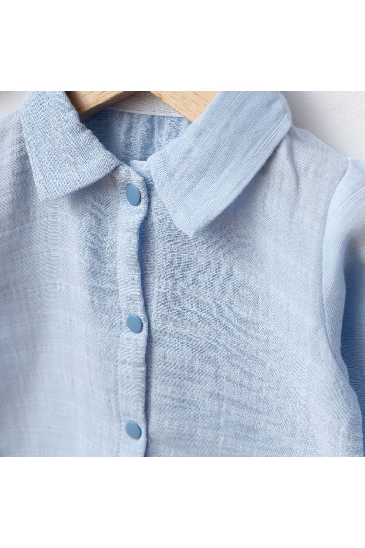 tinibud GOTS Sertifikalı Bebe Mavi%100 Organik Pamuk Müslin Yenidoğan Hastane Çıkışı Seti Şık Hediye Paketli fotoğrafı 2 (önizleme)