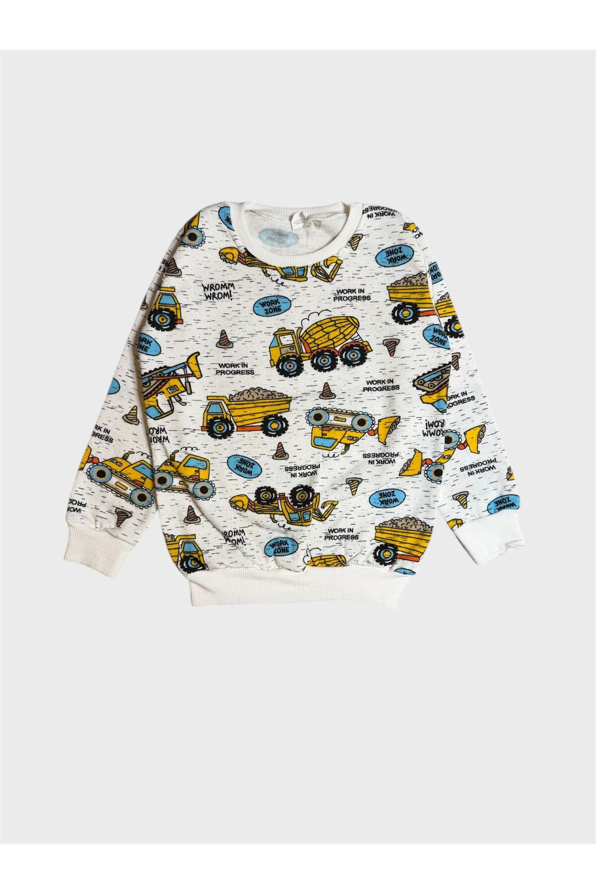 ALİŞ KİDS Erkek Çocuk Pamuklu Şardonlu Beyaz İş Makinesi Kepçe Desenli Uzun Kollu Pijama Takımı fotoğrafı 5 (önizleme)