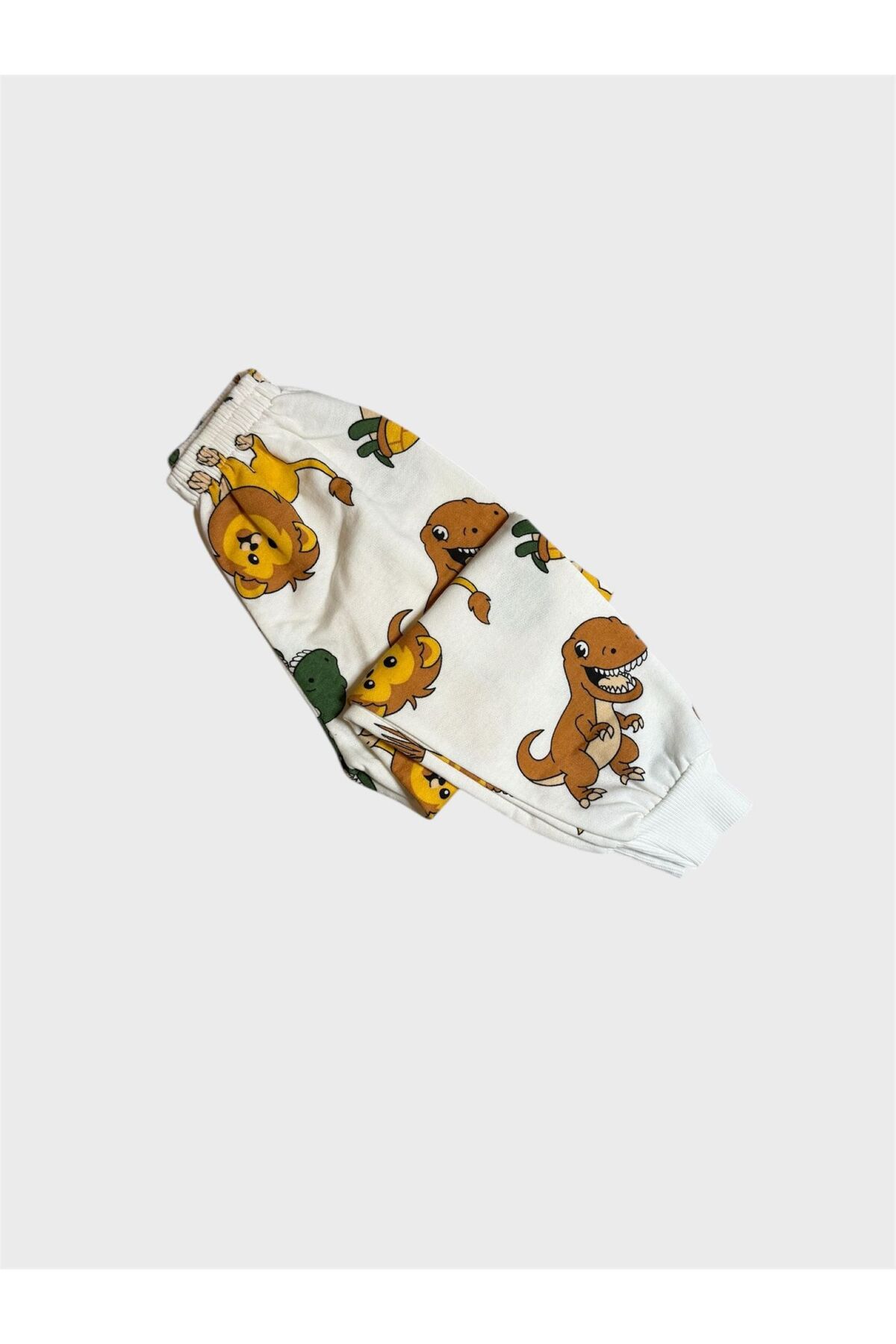 ALİŞ KİDS Erkek Çocuk Pamuklu Şardonlu Beyaz Aslan Safari Desenli Uzun Kollu Pijama Takımı fotoğrafı 5 (önizleme)