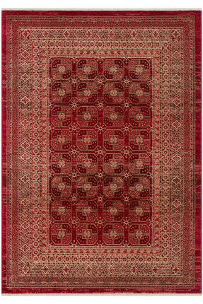 Cool Halı Anka Kırmızı Afgan Çerçeveli Etnik Desen Renkli Vintage Yumuşak Dok...