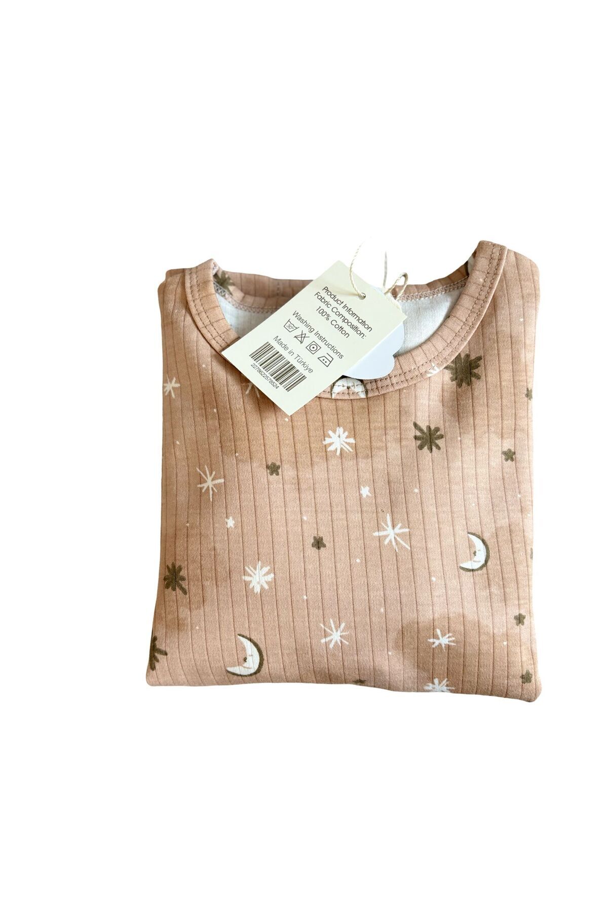 mışıl mışıl kids Erkek Çocuk Bej Renkli Ay Dedeli Yıldızlı Pamuklu Pijama Takımı -GENİŞ KALIP fotoğrafı 4 (önizleme)