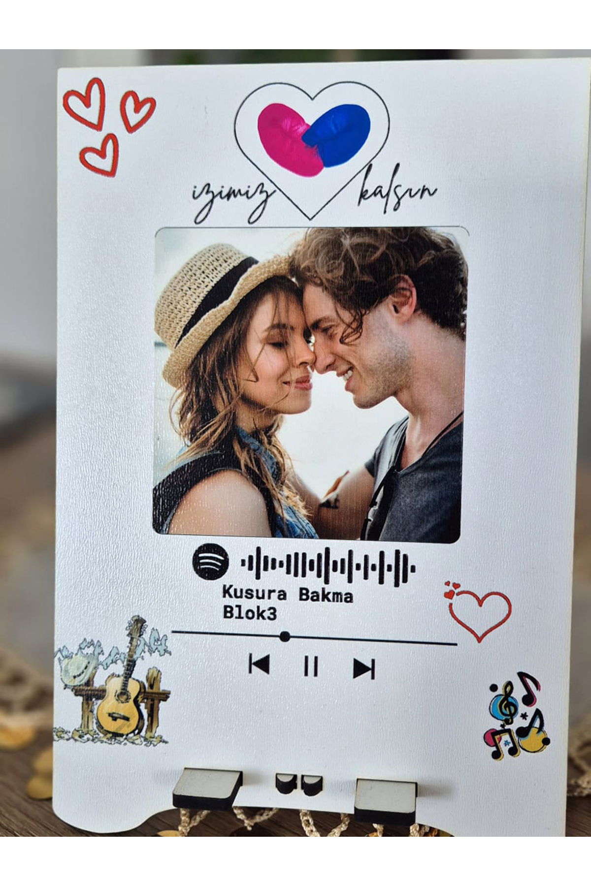 Kişiye Özel Fotoğraflı Spotify Barkodlu Plaka Ve Parmak İzi Boyalı Çerçeve Seti - İzimiz Kalsın 7
