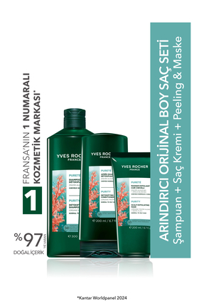 Yves Rocher Arındıcı Orjinal Boy Saç Seti- Şampuan 300 ml & Saç Kremi 200 ml ...