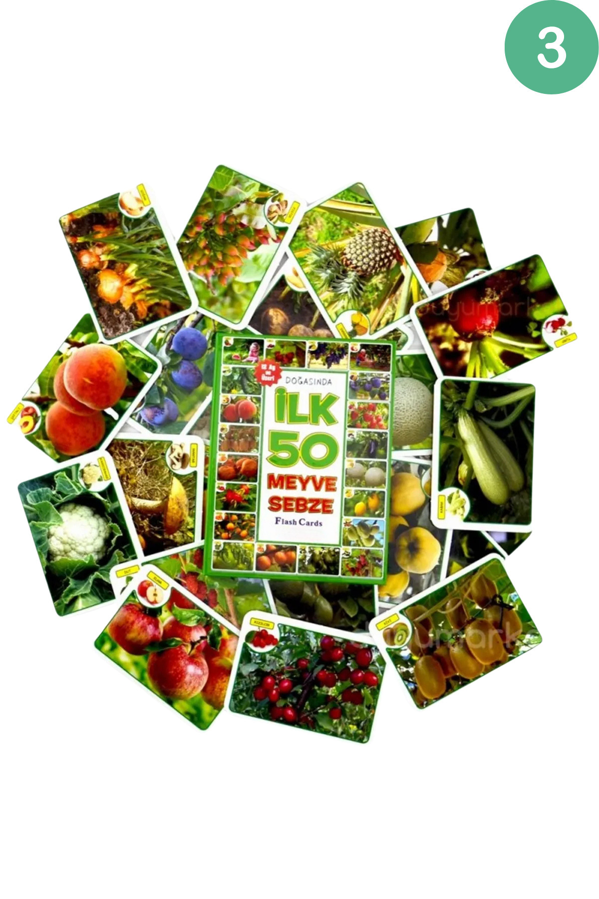 giffy Oyuncak Minik Bebeğimin İlk 50 Hafıza - Sözcük - Meyve Sebze - Hayvan - Eğitici Zeka Flash Kart Set fotoğrafı 5 (önizleme)