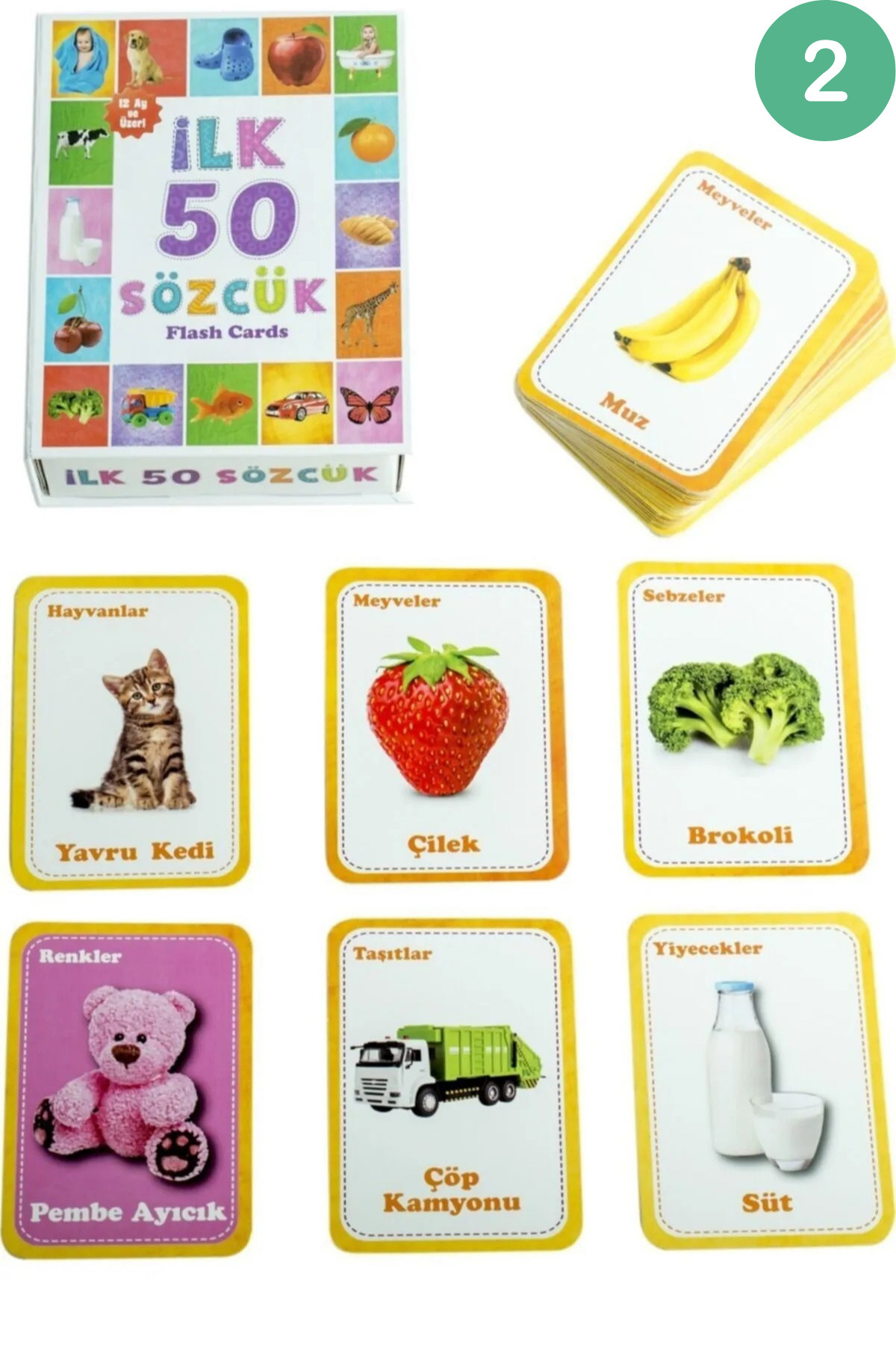 giffy Oyuncak Minik Bebeğimin İlk 50 Hafıza - Sözcük - Meyve Sebze - Hayvan - Eğitici Zeka Flash Kart Set fotoğrafı 4 (önizleme)