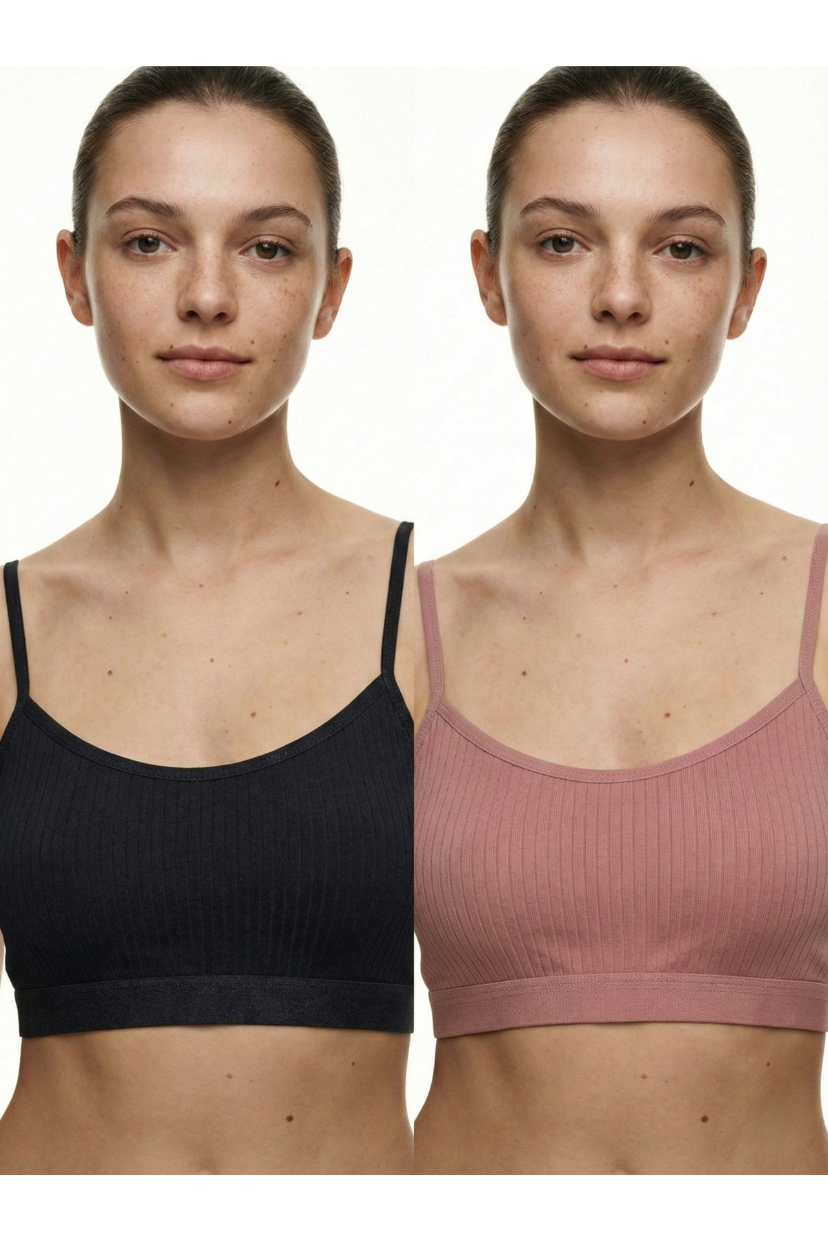 2'li Set Fitilli İp Askılı Basic Crop Büstiyer Atlet