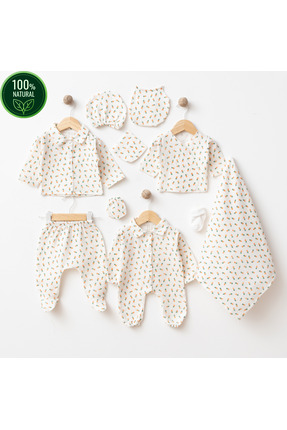 tinibud Yenidoğan %100 Pamuk Ananas Müslin 10’lu Hastane Çıkışı Seti – Desenl...