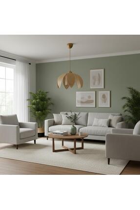 Elizim Home Lighting Hasır görünümlü yaprak abajur sarkıt avize