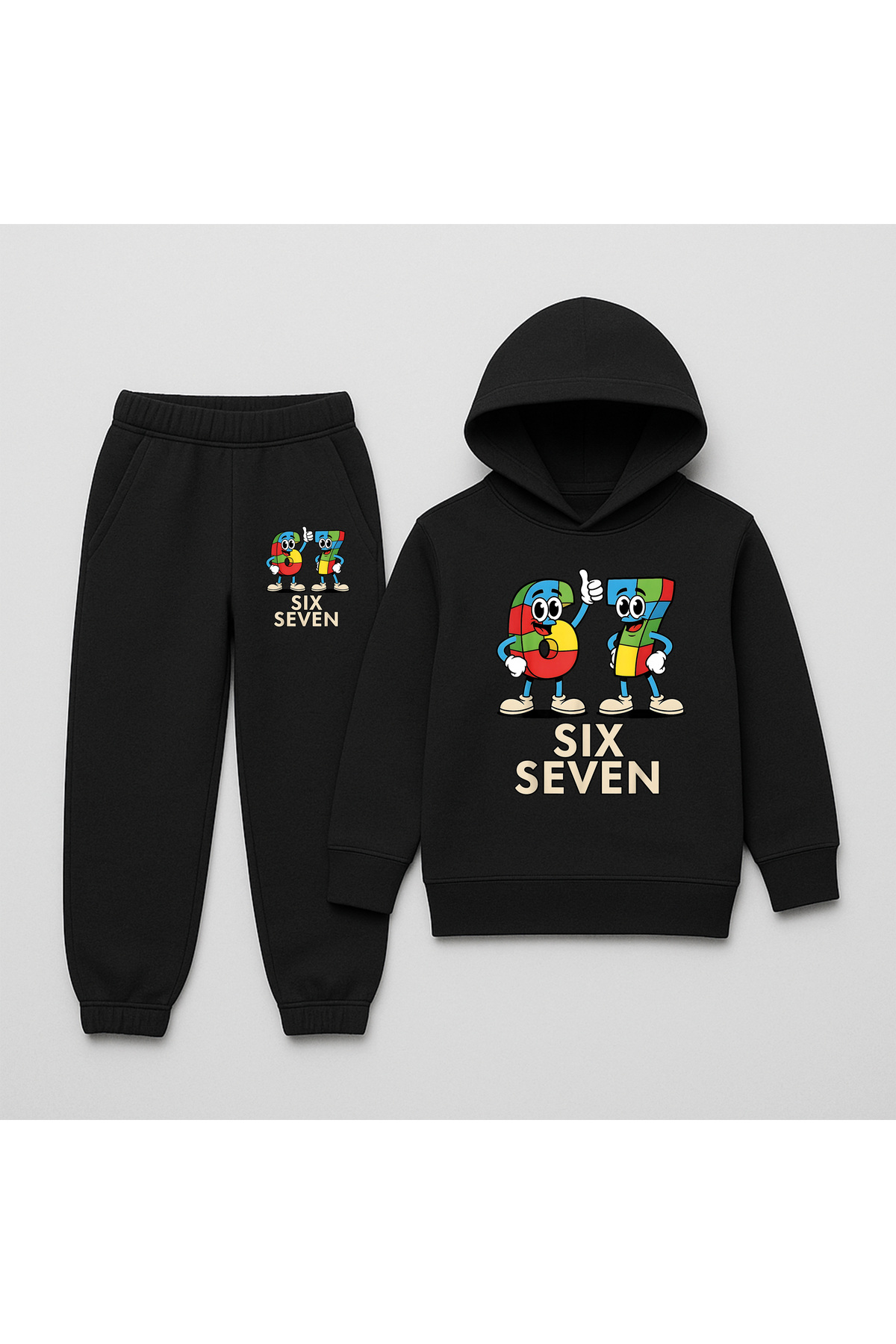 Six SEVEN PRINTED CHILDREN 'S TRACKSUIT, 67 DESIGN hoodie 2 piece set