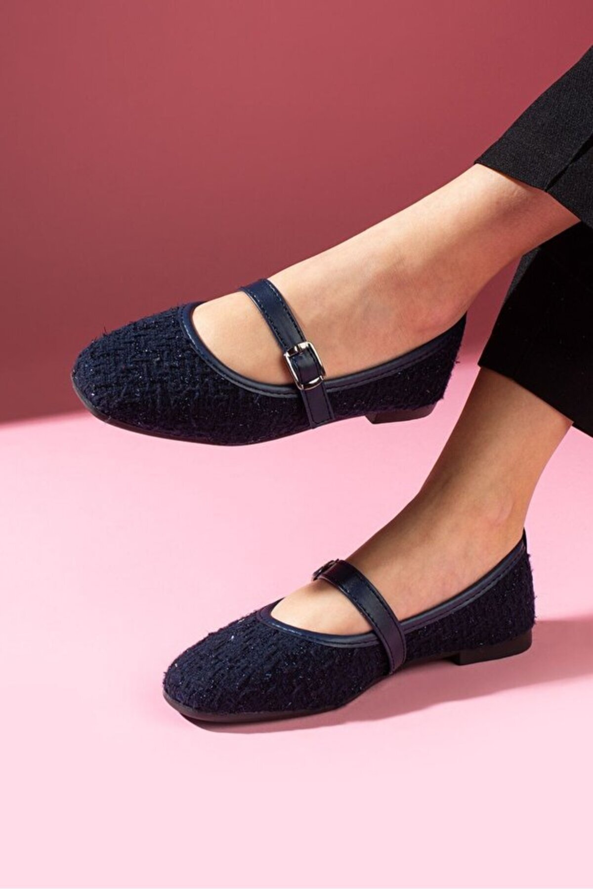 STOCON  Tüvit Kumaş Babet Şık Tokalı Ortopedik Taban Günlük Ayakkabı Ofis Ayakkabısı STC1198 - Görsel 4