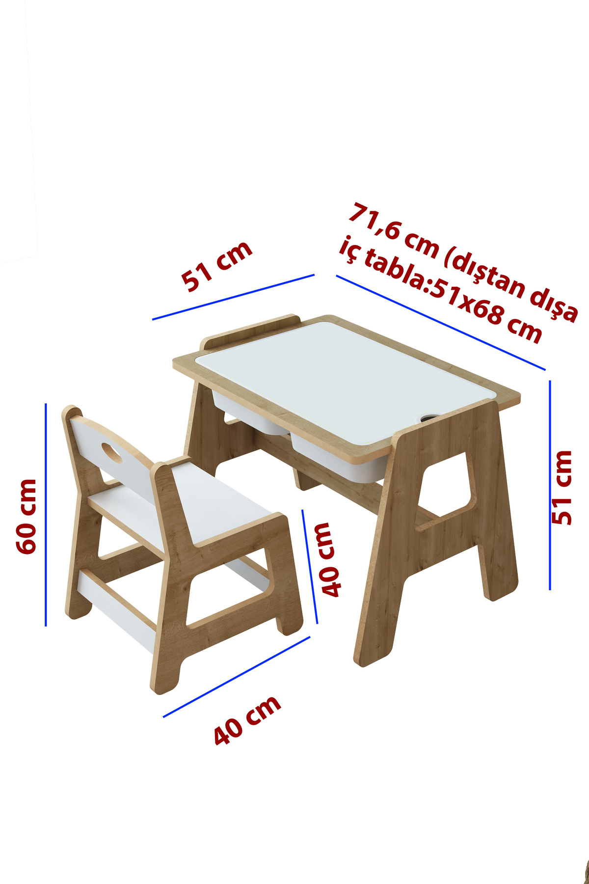 Jest Dekor Konsept Lesson Montessori Ahşap Aktivite Masa Sandalye Takımı fotoğrafı 4 (önizleme)