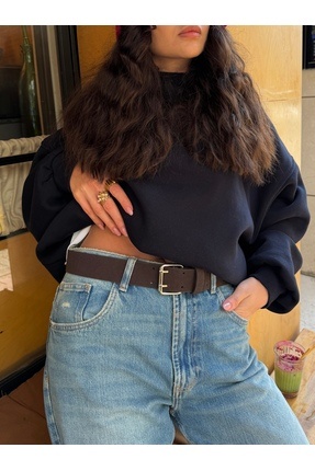 coaksco Süet Acı Kahverengi Çift Delik Kadın Kemeri