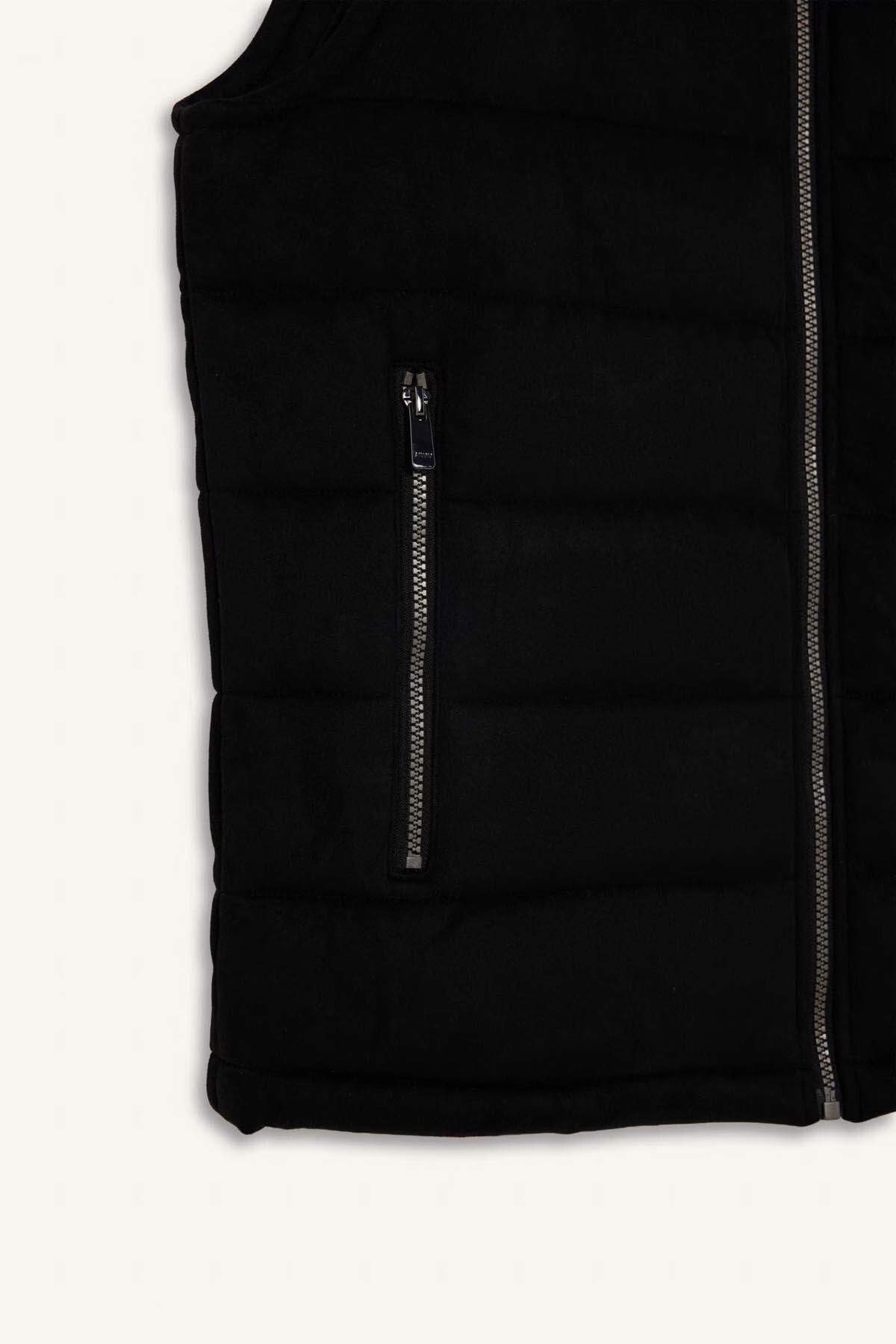 DeFacto Ultra Yumuşak Slim Fit Dik Yaka Astarlı Süet Yelek F7753AX26SP görsel 5