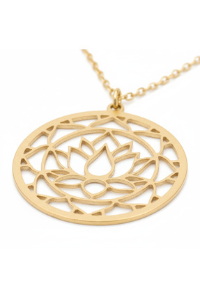NorthAegean 925 Ayar Gümüş Daire Lotus Kolye – Gold Kaplama | Yeniden Doğuş, ...