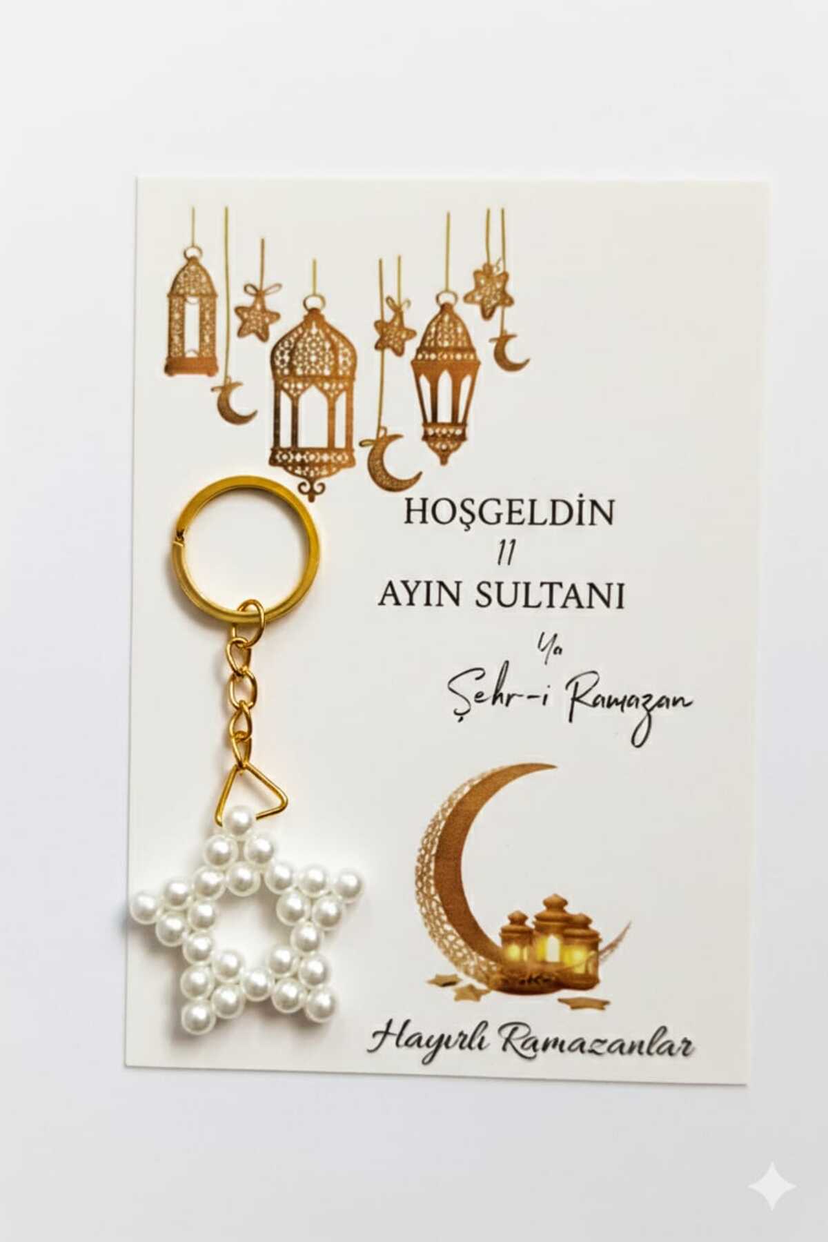 10pcs 6mm Pearl Star Keychains