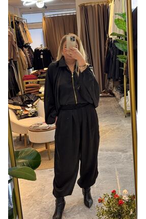 MODA SİYAH SATEN BOMBER TAKIM