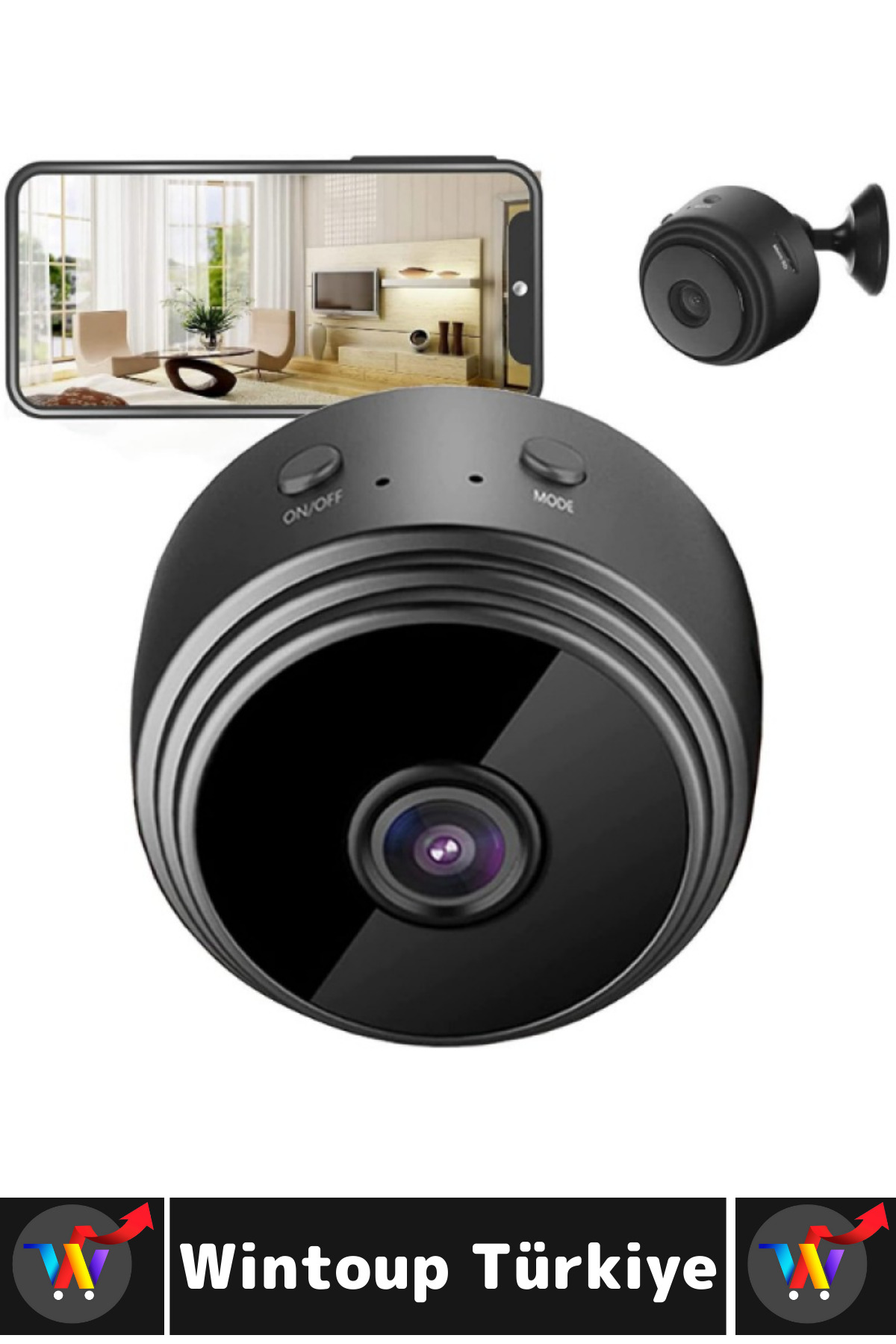 Wintoup Premium Mobil Uygulamalı Gece Görüşü Bebek Çocuk Odası Ev Ofis Şık HD Wi-Fi Mini Güvenlik Kamerası fotoğrafı 3 (önizleme)