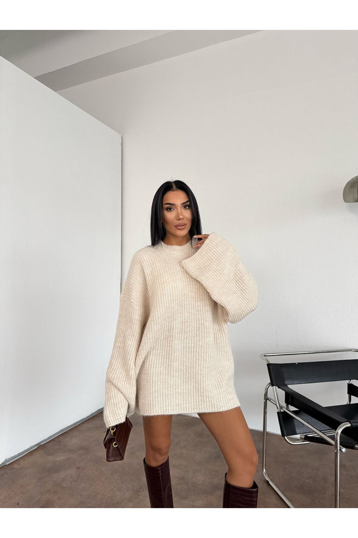 IŞILDA FASHION  Bisiklet yaka salaş kazak - Görsel 4