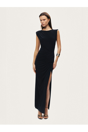 Nocturne Drape Detaylı Yırtmaçlı Maxi Elbise