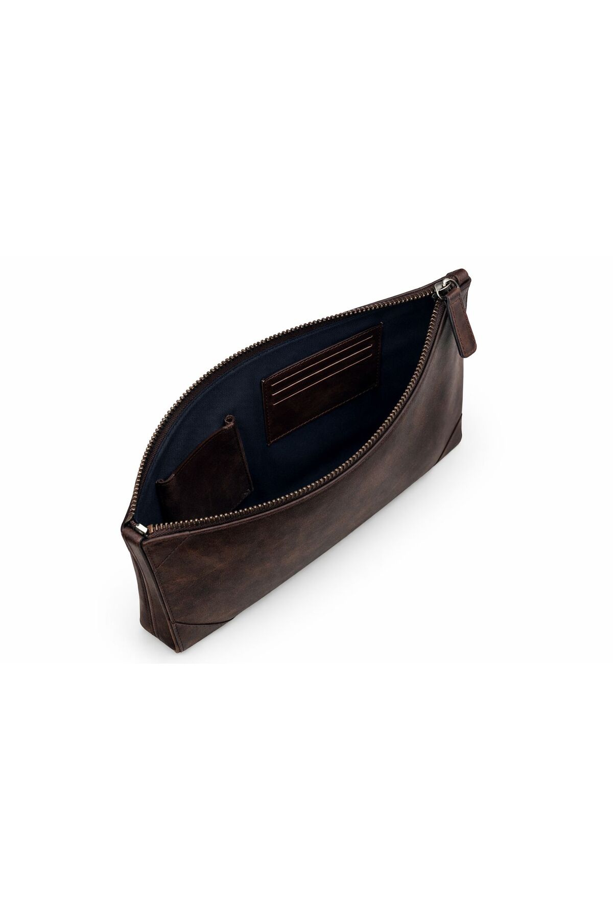 ÖzkanAccessory Noctra Kahverengi Deri Clutch, Kartlıklı, Telefon Bölmeli, Fermuarlı İç Cepli Unisex El Çantası görsel 3