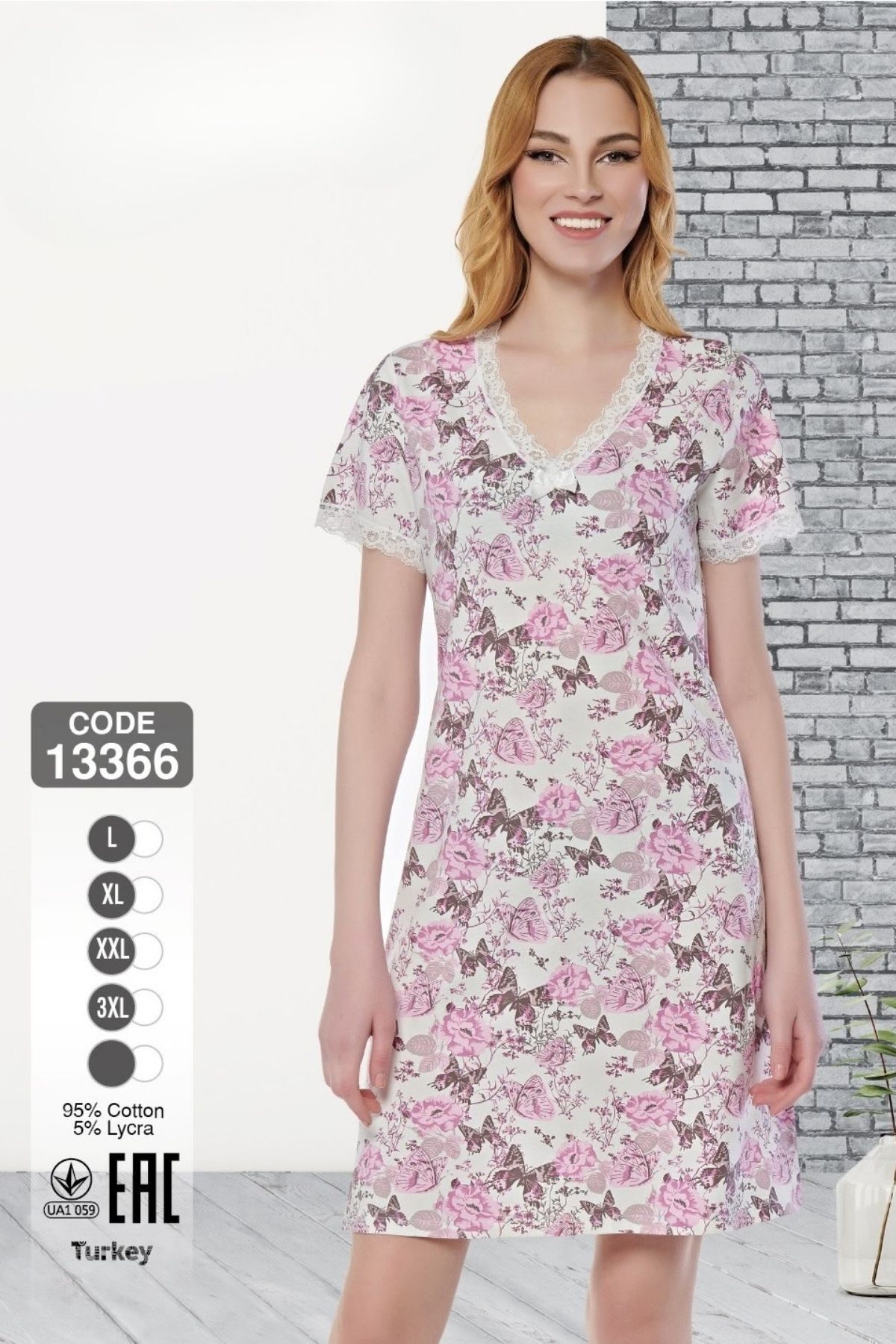 Cotpark Yumuşak Dokulu Esnek Pamuklu Kadın Gecelik 13366