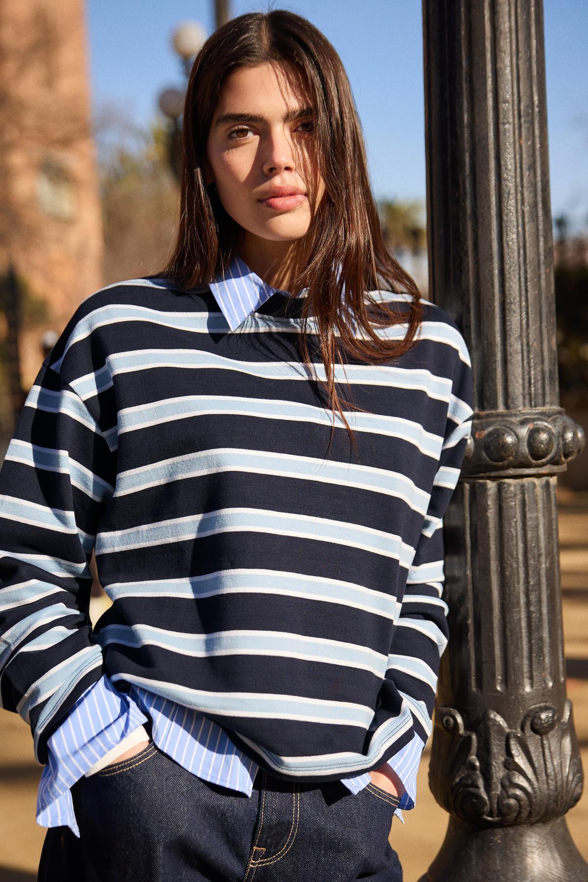 Bershka  Çizgili bisiklet yaka kazak