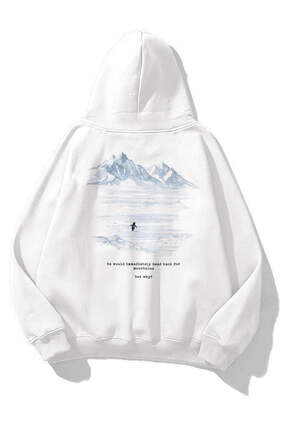 Trendiz Unisex Lone Penguin Sweatshirt Beyaz