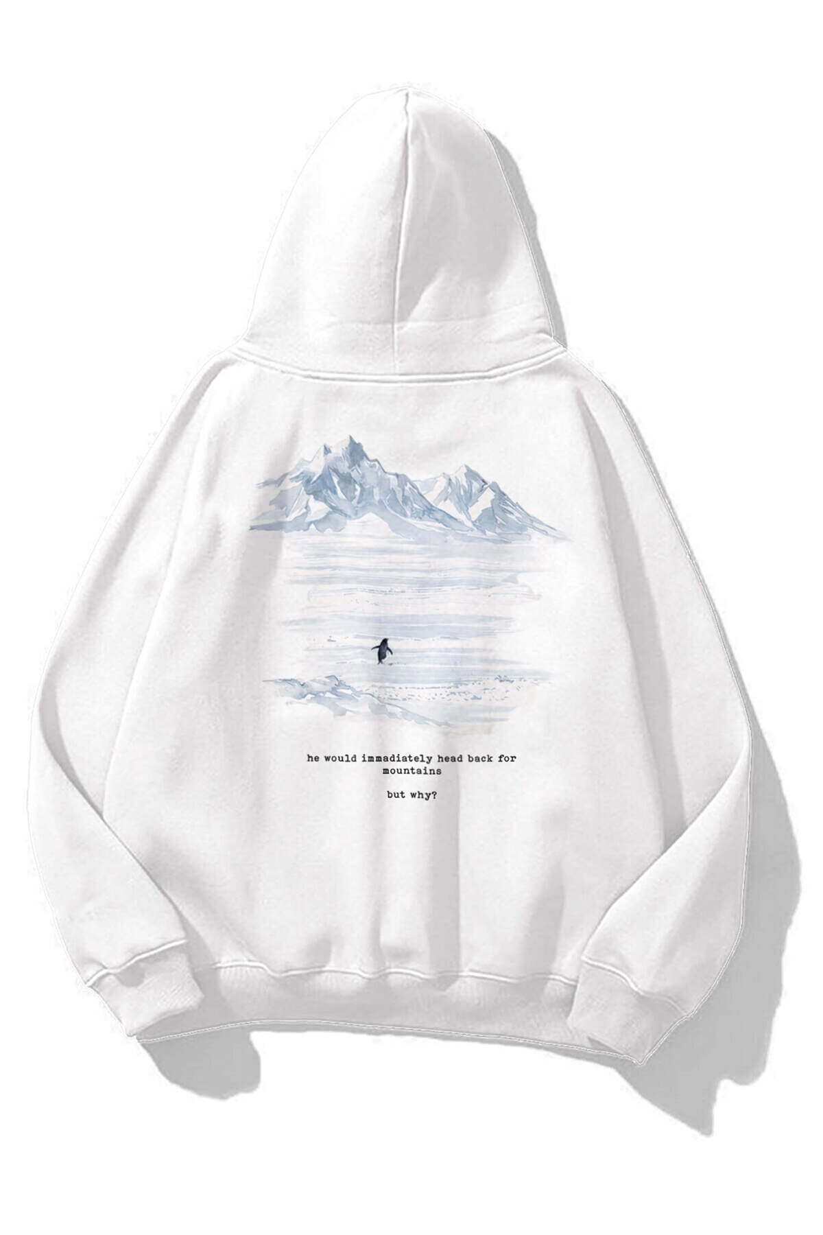 Co Trendiz Unisex Lone Penguin Sweatshirt Beyaz