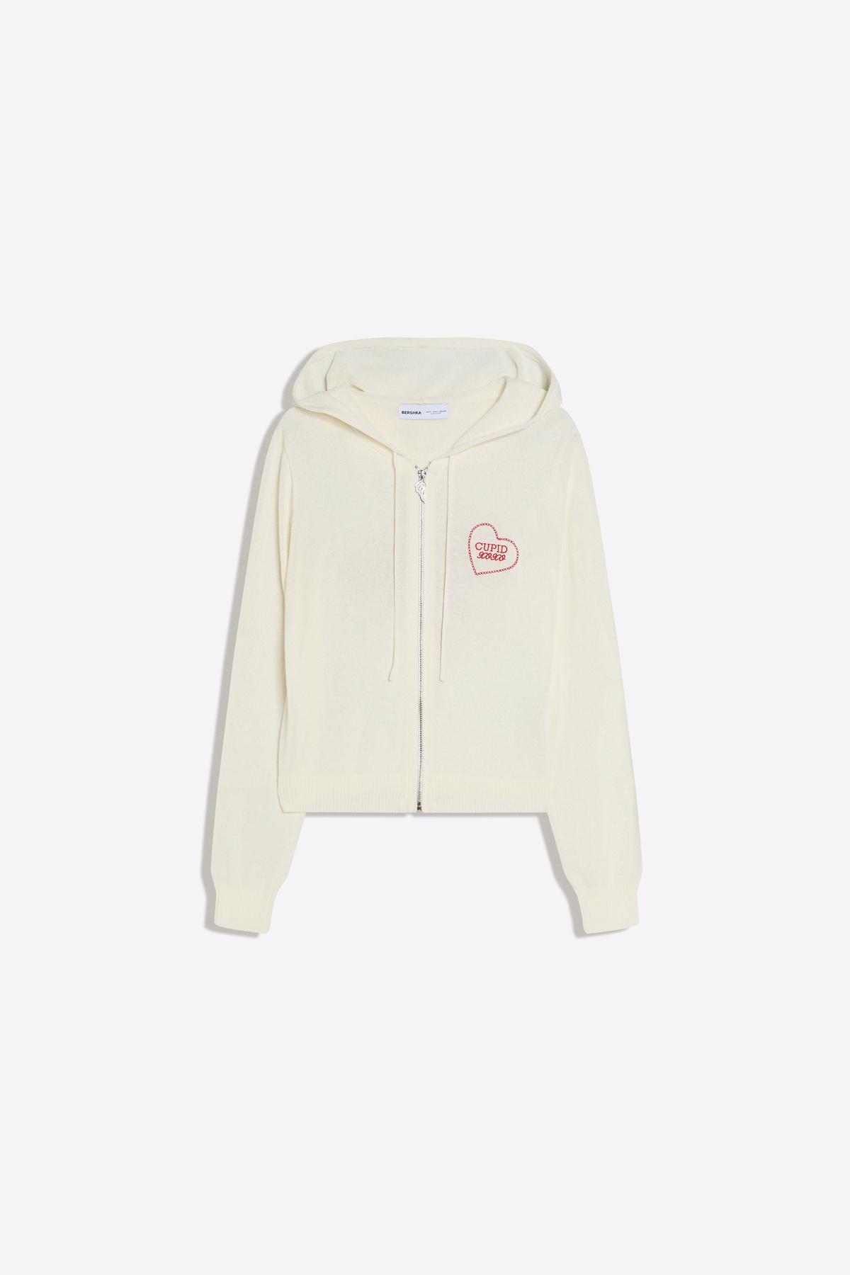 Bershka  Fermuarlı kapüşonlu baskılı sweatshirt - Görsel 5