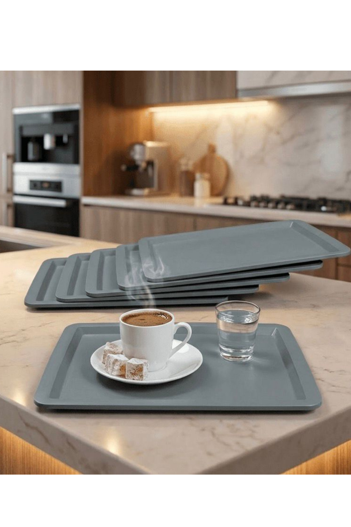 hemlife Plastic Serving Presentation Tray Set of 6 – Multi-Purpose Lightweight and Durable Tray