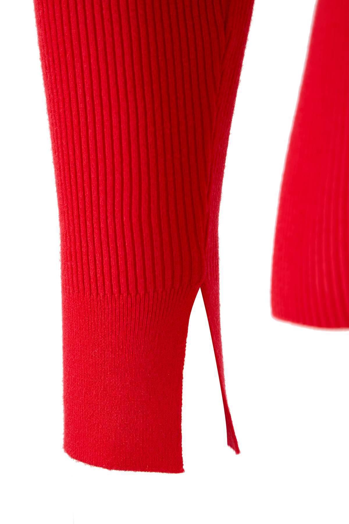 Trendyolmilla  Wardrobe Essentials Kırmızı Premium İplik Polo Yaka Triko Hırka | TWOAW26HI00225 - Görsel 6