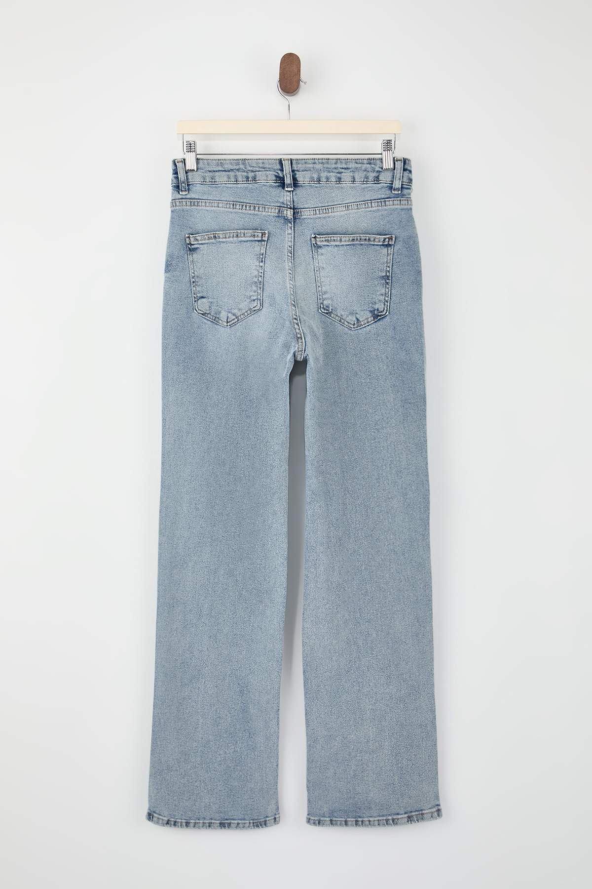 Trendyolmilla  Mavi Yüksek Bel Straight Az Esnek Düz Kesim Jeans TWOSS26JE00100 - Görsel 6