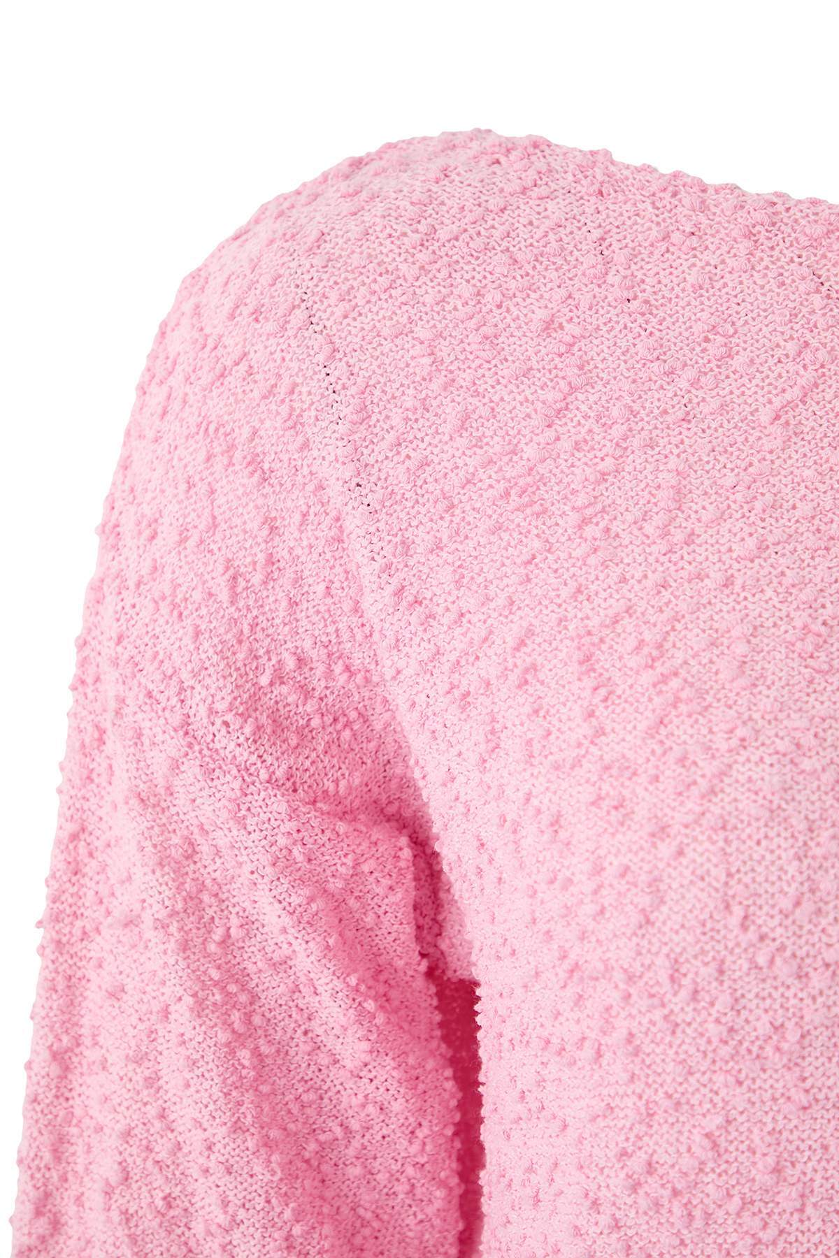 Trendyolmilla  Pembe Dokulu Kayık Yaka Triko Kazak TWOSS26KZ00007 - Görsel 10