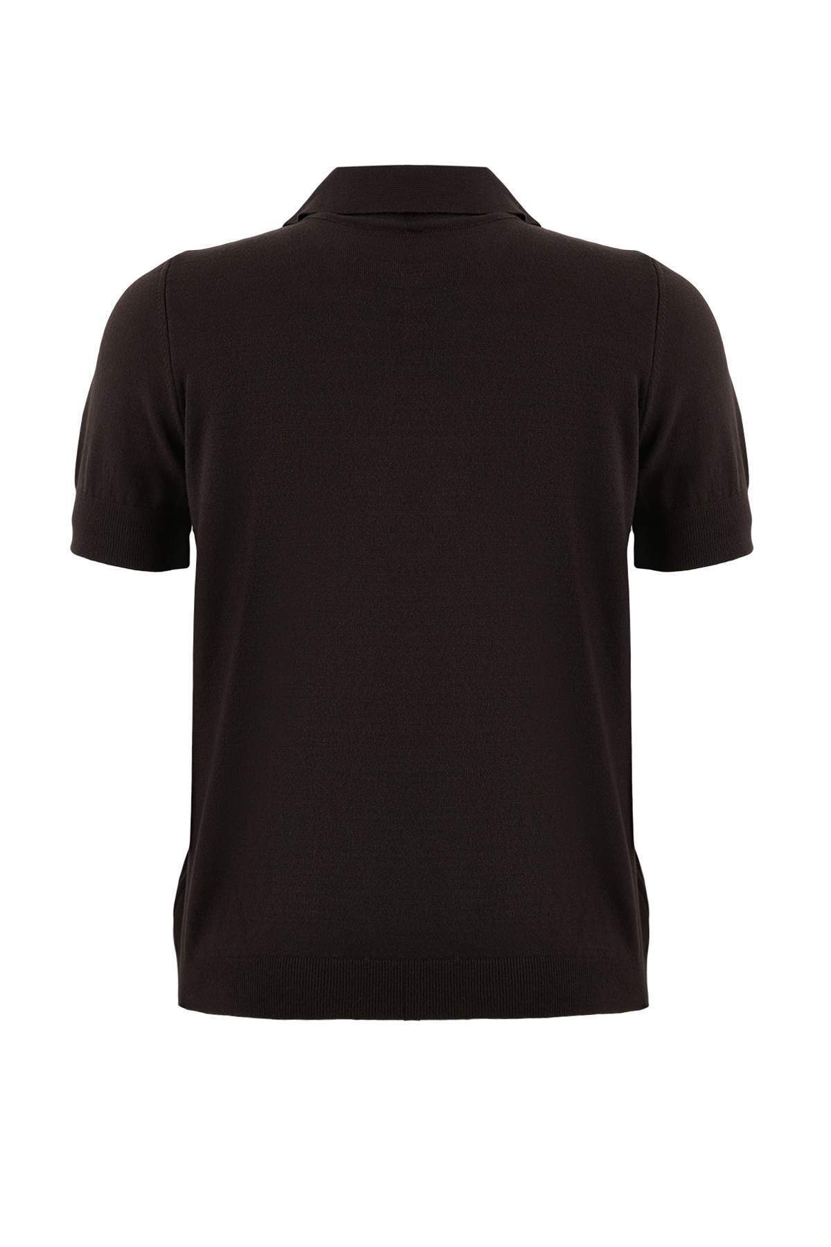 Trendyolmilla  Kahverengi Fular Detaylı Premium İplik/ Özel İplik Triko Bluz TWOSS26BZ00159 - Görsel 7