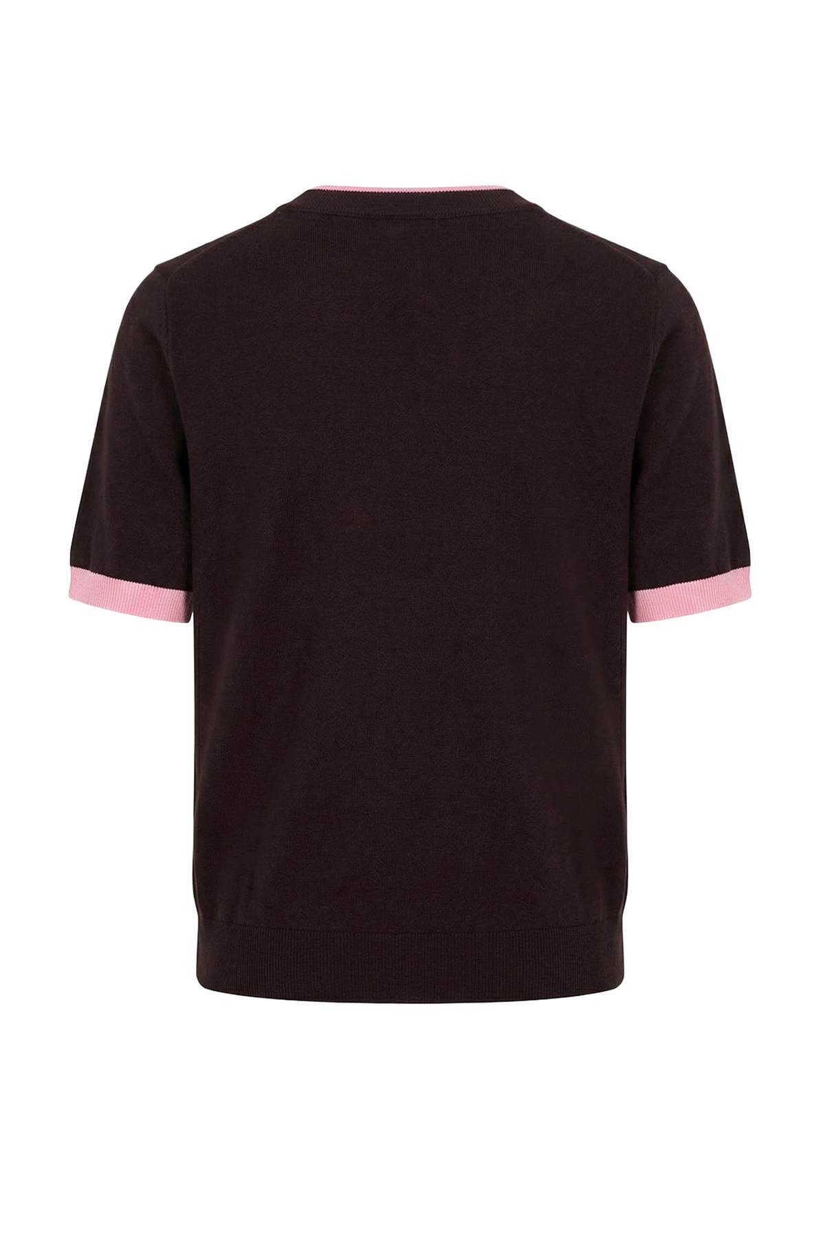 Trendyolmilla  Wardrobe Essentials Kahverengi Premium İplik Renk Bloklu Bisiklet Yaka Triko Bluz TWOSS26BZ00133 - Görsel 6