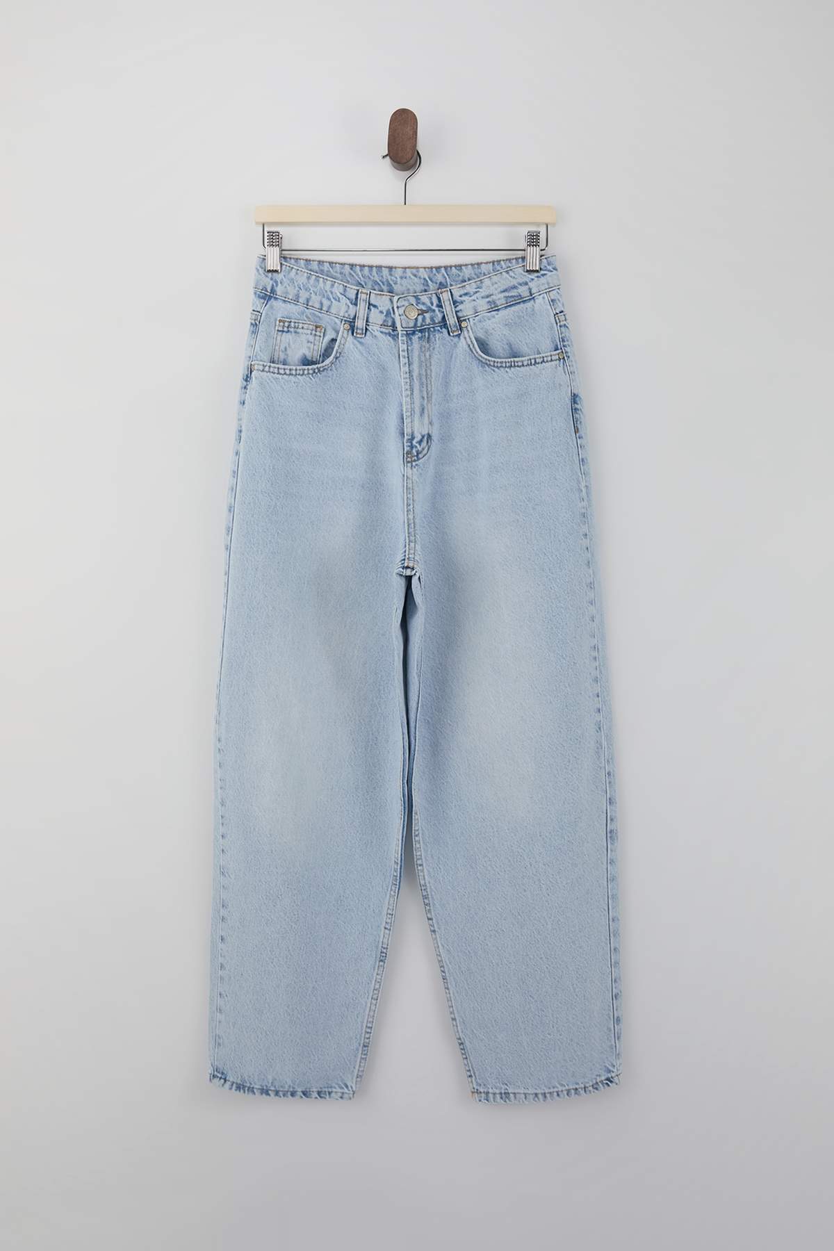 Trendyolmilla  Mavi Yüksek Bel 100% Pamuk Barrel Jeans TWOSS26JE00143 - Görsel 5