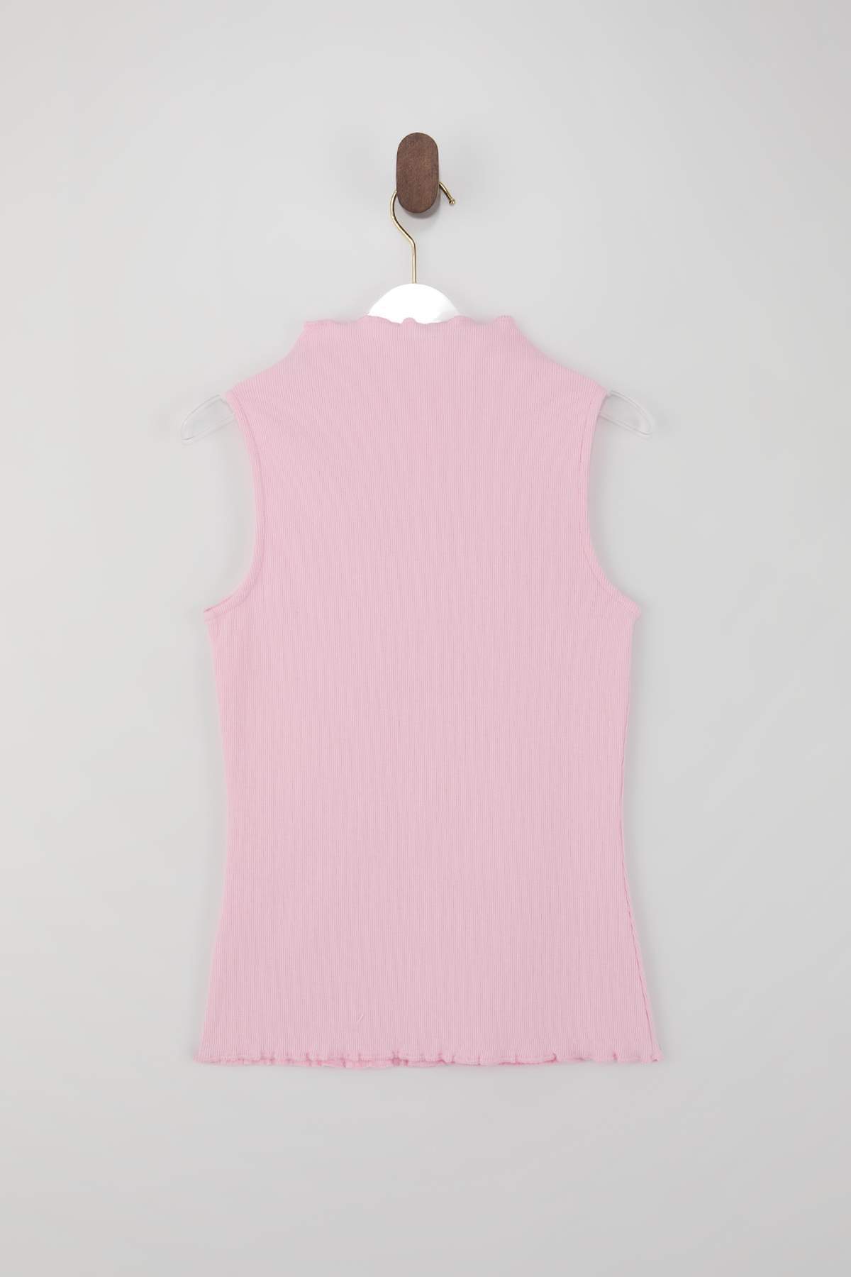 Trendyolmilla  Wardrobe Essentials-Açık Pembe Fitted Düğmeli Volanlı/Fırfırlı Esnek Örme Bluz TWOSS26BZ00171 - Görsel 6