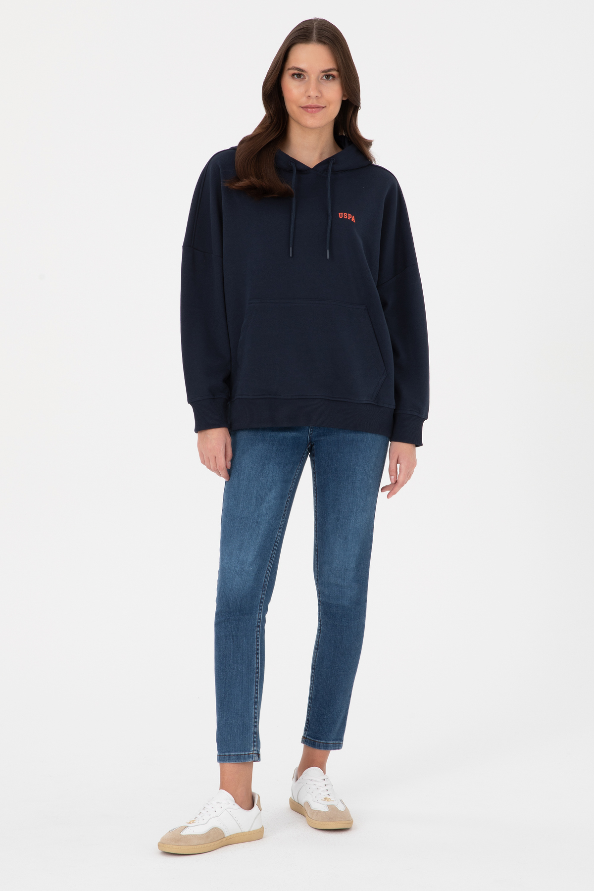 U.S. Polo Assn.  Kadın Lacivert Kapüşonlu Basic Sweatshirt 50297324-VR033 - Görsel 4