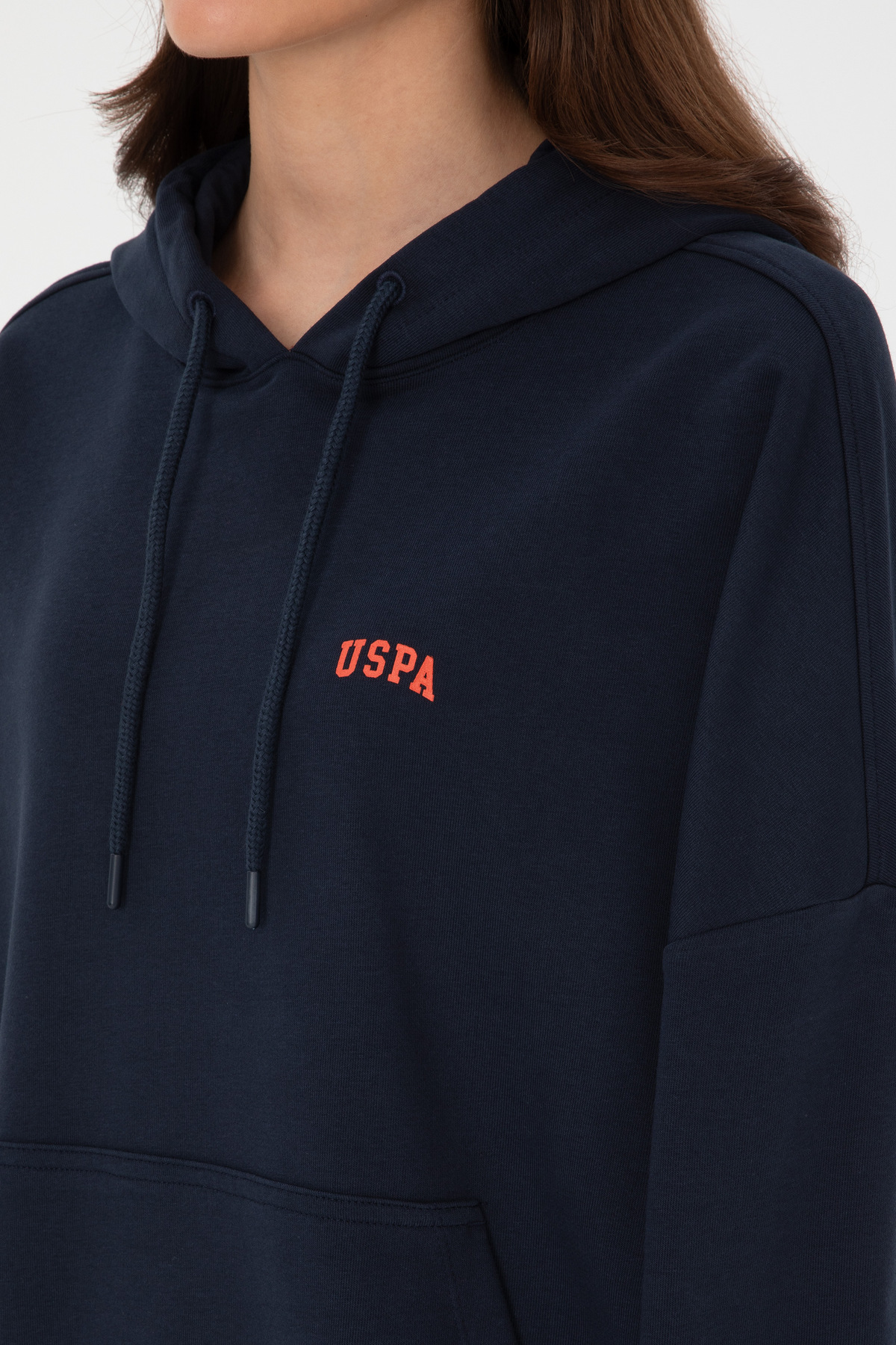 U.S. Polo Assn.  Kadın Lacivert Kapüşonlu Basic Sweatshirt 50297324-VR033 - Görsel 7