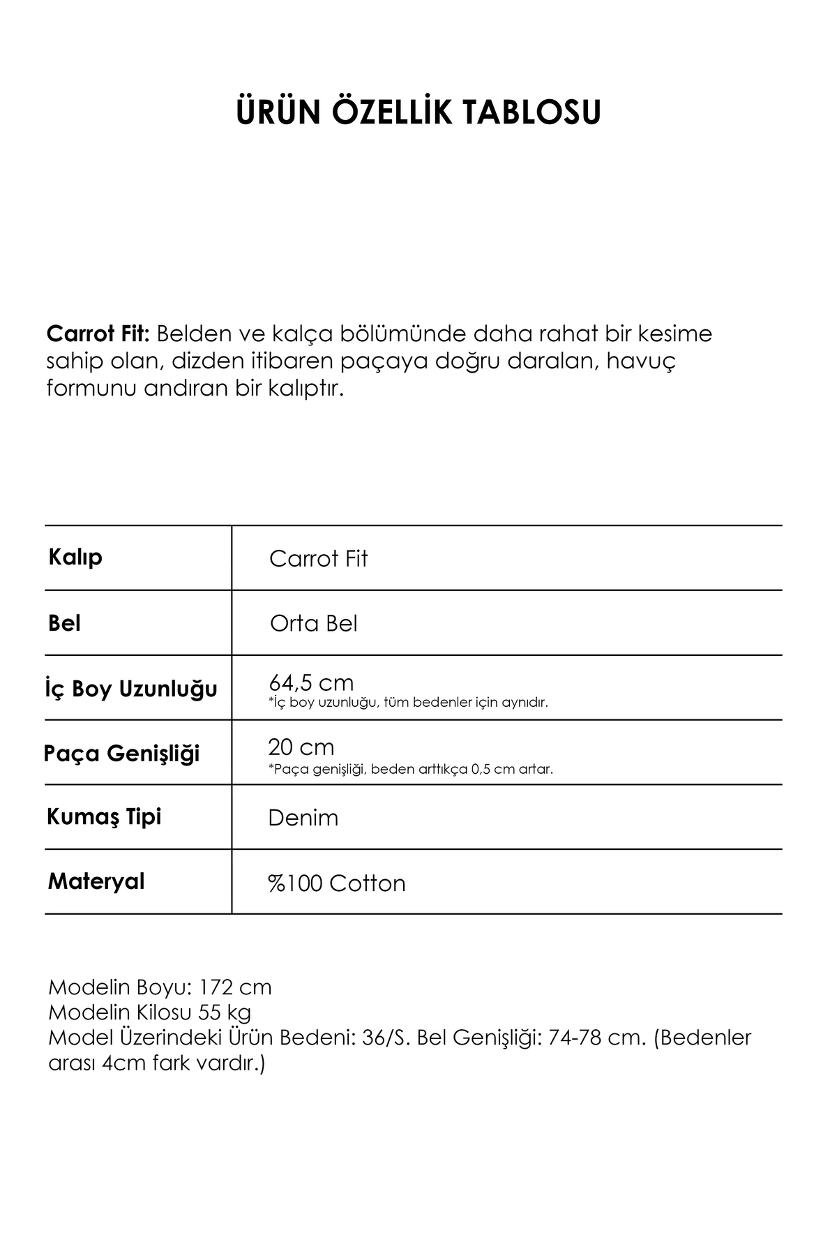 it's basic  Kadın İndigo Renk 7w5-50 Carrot Fit Rahat Kesim İç Boy 67cm %100 Koton Denim Jean - Görsel 5