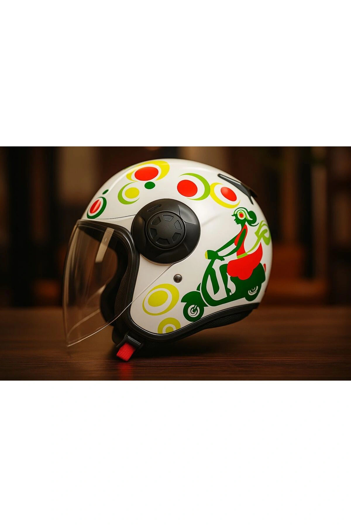 Free-M FR-665 Yarım Motosiklet Kaskı – SPRING Woman Desenli, CE