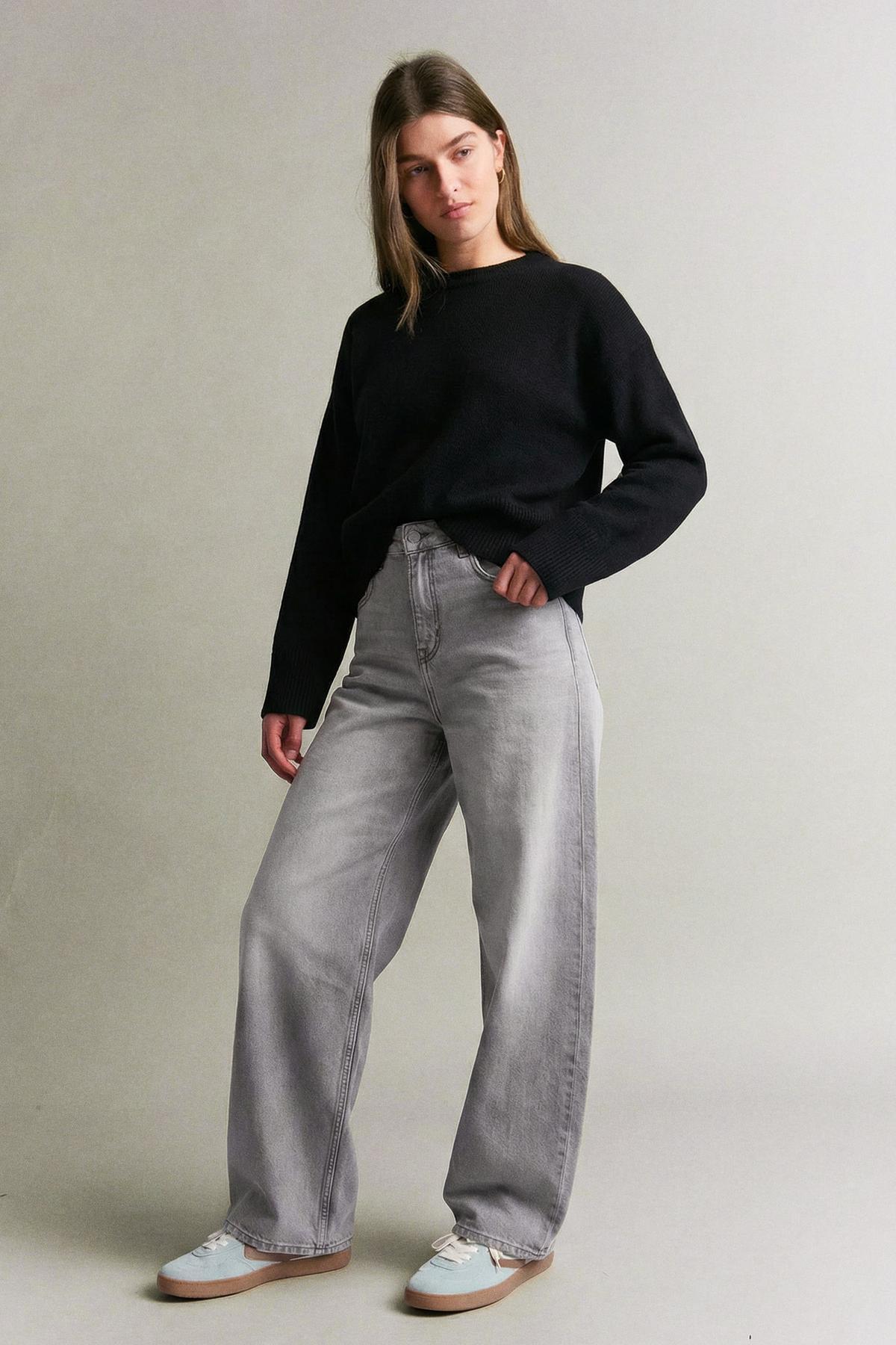 Bershka  Yüksek bel barrel fit jean - Görsel 4