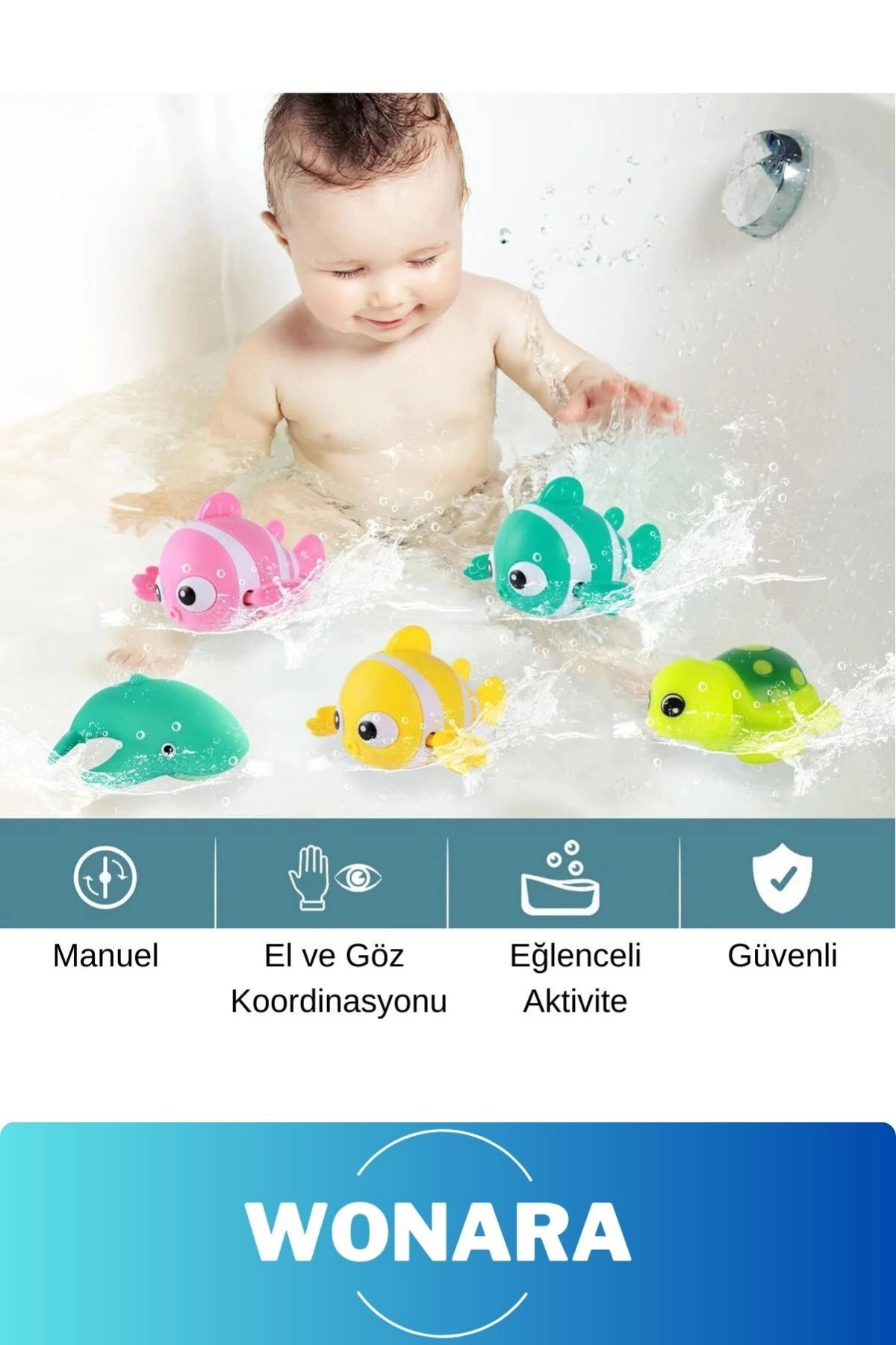 Wonara #Oyuncak Mekanik Suda Yüzen Eğlenceli Hafif Kurmalı Renkli Yüzen Balık Bebek Çocuk Banyo Oyuncağı fotoğrafı 3 (önizleme)